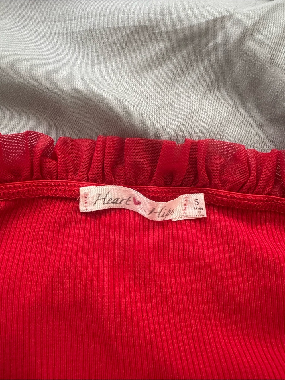 Heart Hips Off-the-Shoulder Red Ribbed Mini Dress - Picture 3 of 3